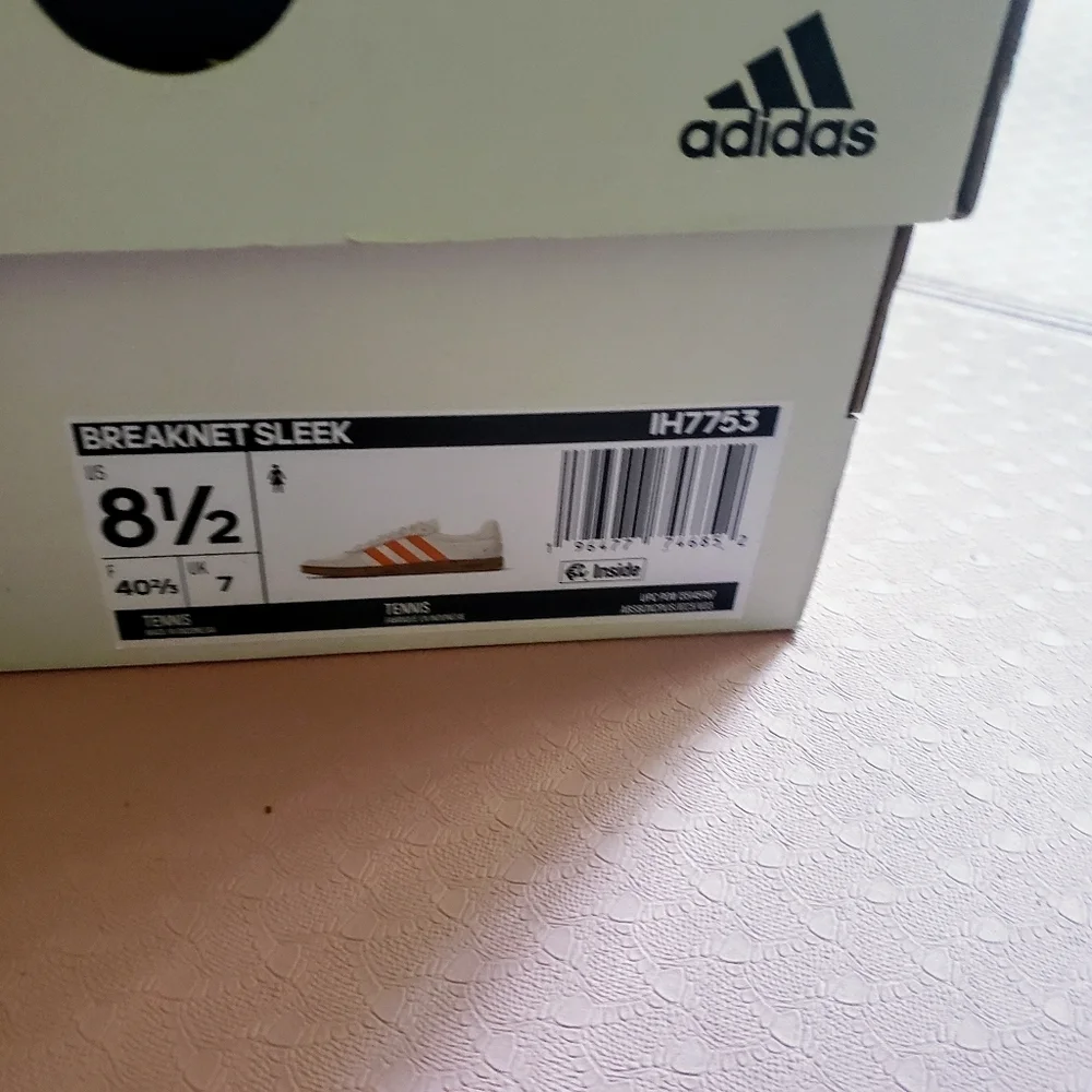 Adidas Breaknet Sleek Sneakers Women’s 8.5 White Orange - New in Box Low Top - Picture 8 of 8
